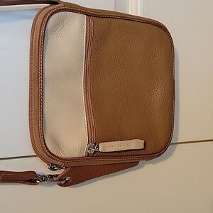 Ugo Santini Two-Tone Brown & Cream Genuine Leather Crossbody Bag